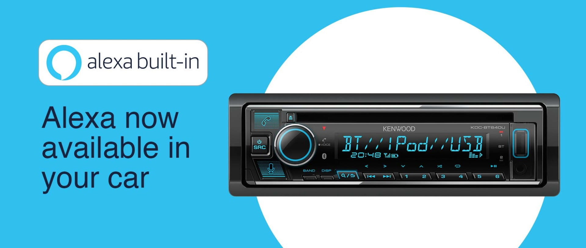 Kenwood KDC-BT640U CD USB Receiver with Bluetooth Spotify & Amazon Alexa Ready