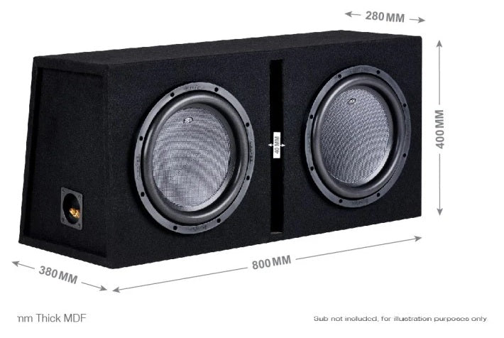 In Phase BX212PL Double Dual 12" Custom Slot Ported box MDF enclosure for 2 x 12" subwoofers