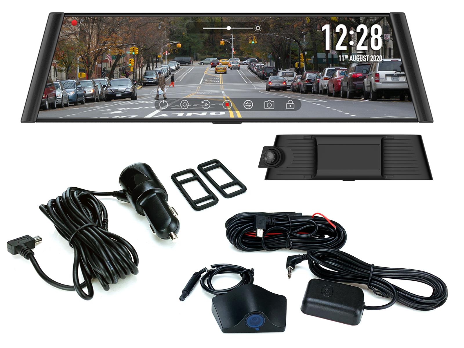 Universal 9.88" 1080p Touchscreen mirror monitor with DVR and rear parking Camera CAM-KIT13