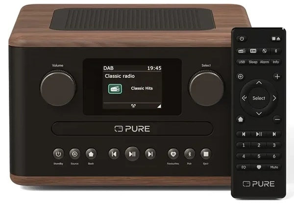 PURE Classic C-D4 Compact Digital Radio with CD Player - Coffee Brown/Walnut