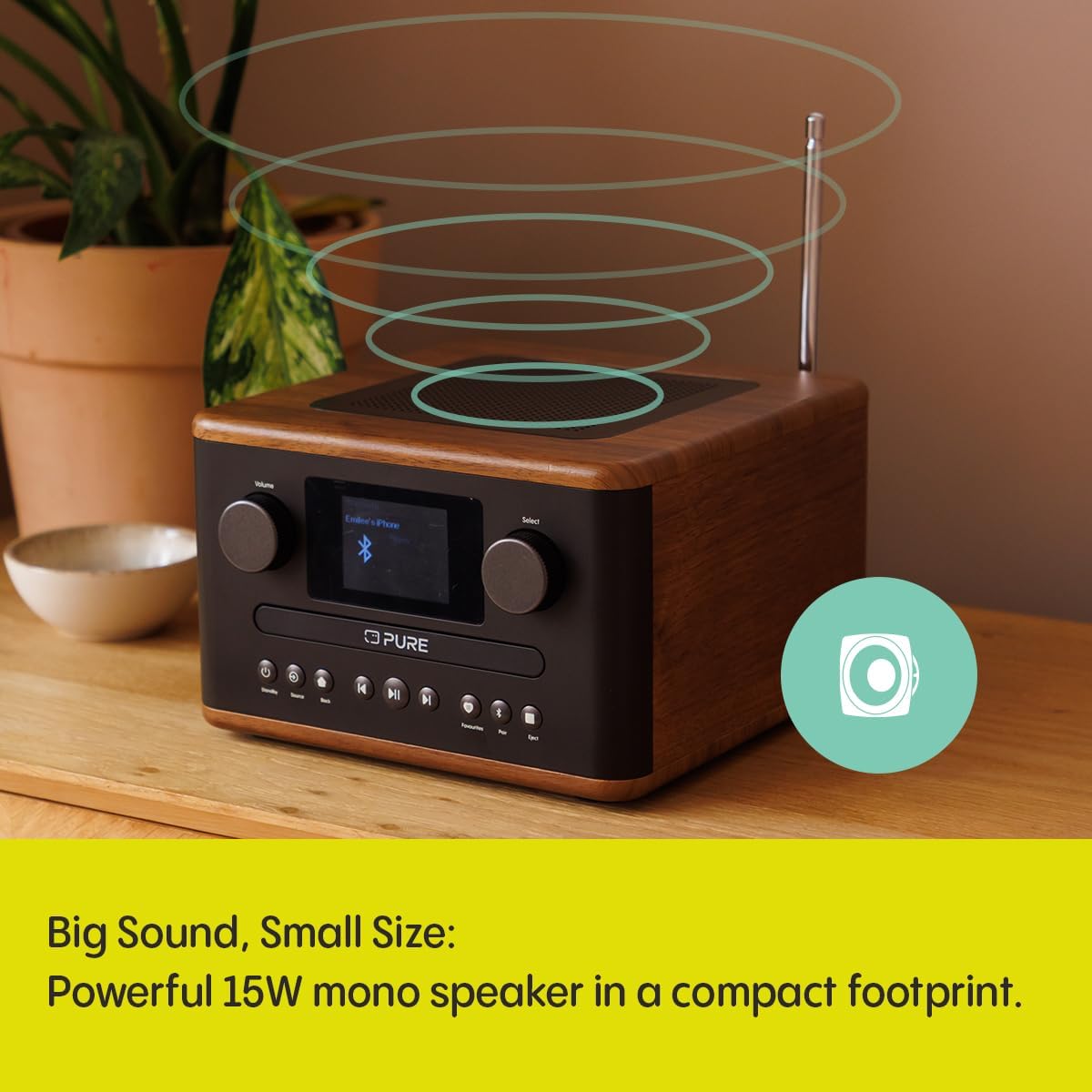 PURE Classic C-D4 Compact Digital Radio with CD Player - Coffee Brown/Walnut