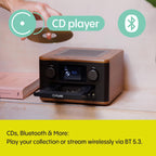 PURE Classic C-D4 Compact Digital Radio with CD Player - Coffee Brown/Walnut