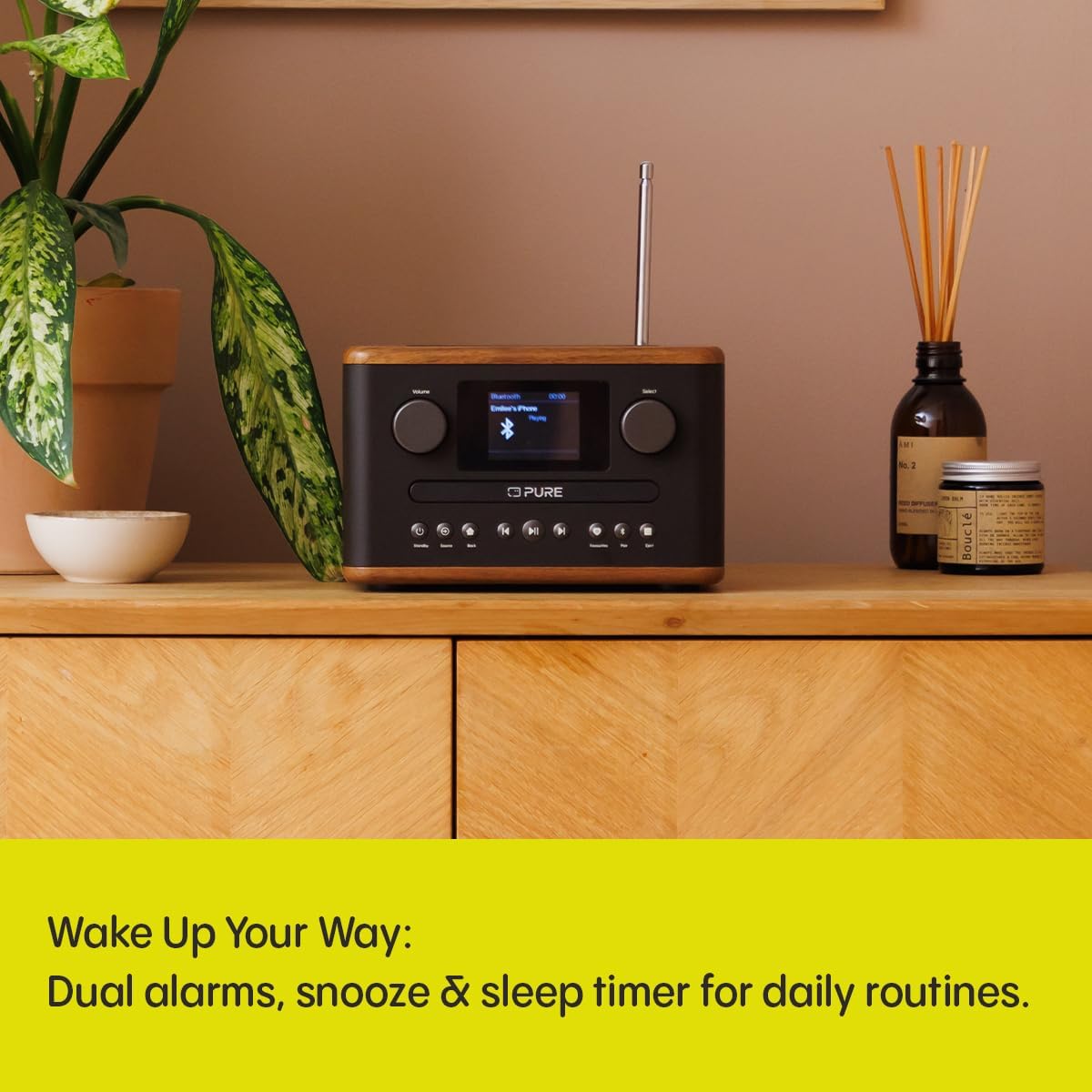 PURE Classic C-D4 Compact Digital Radio with CD Player - Coffee Brown/Walnut