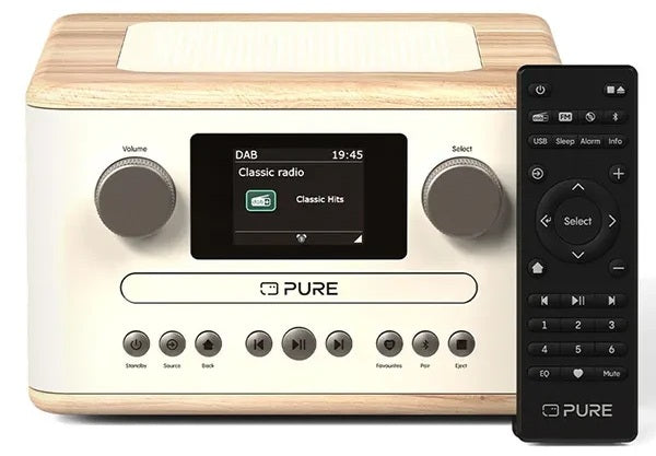 PURE Classic C-D4 Compact Digital Radio with CD Player - Cotton White/Oak
