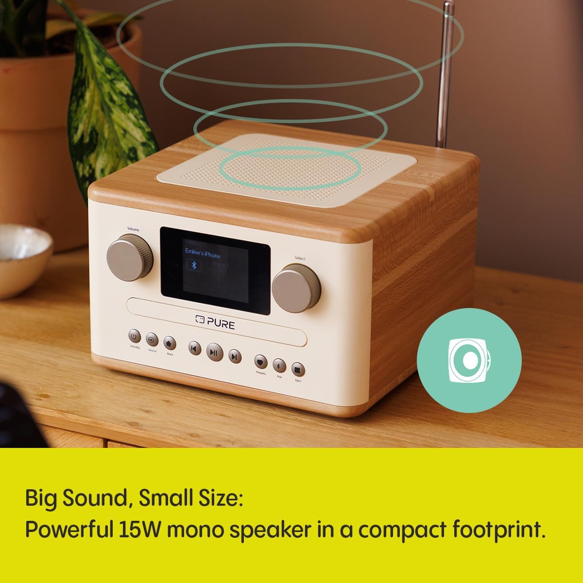 PURE Classic C-D4 Compact Digital Radio with CD Player - Cotton White/Oak