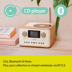 PURE Classic C-D4 Compact Digital Radio with CD Player - Cotton White/Oak