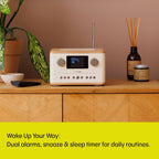 PURE Classic C-D4 Compact Digital Radio with CD Player - Cotton White/Oak