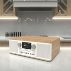 PURE Classic C-D6 DAB+/FM Radio with CD Player & Bluetooth - Cotton White/Oak