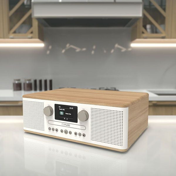 PURE Classic C-D6 DAB+/FM Radio with CD Player & Bluetooth - Cotton White/Oak