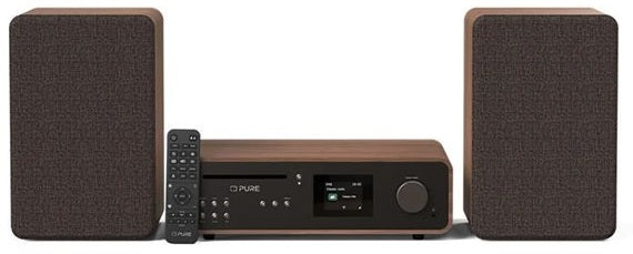 PURE Classic Stereo all in one System with Bluetooth & Internet Radio, CD and DAB+ in Coffee Black/Walnut