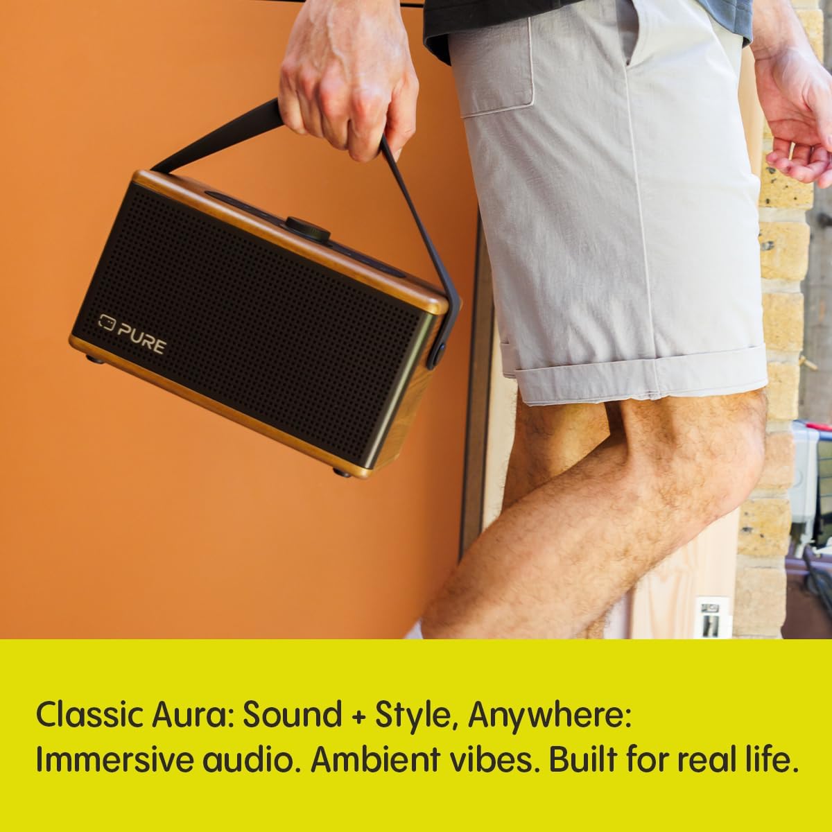 PURE Classic Aura - Ambient Portable Bluetooth Speaker - Coffee Brown/Walnut