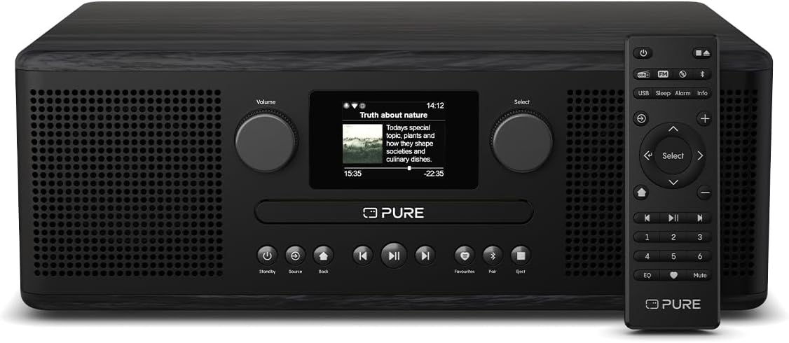 PURE Classic C-D6i DAB+/FM/Internet Radio with CD & Bluetooth - Black/Ash