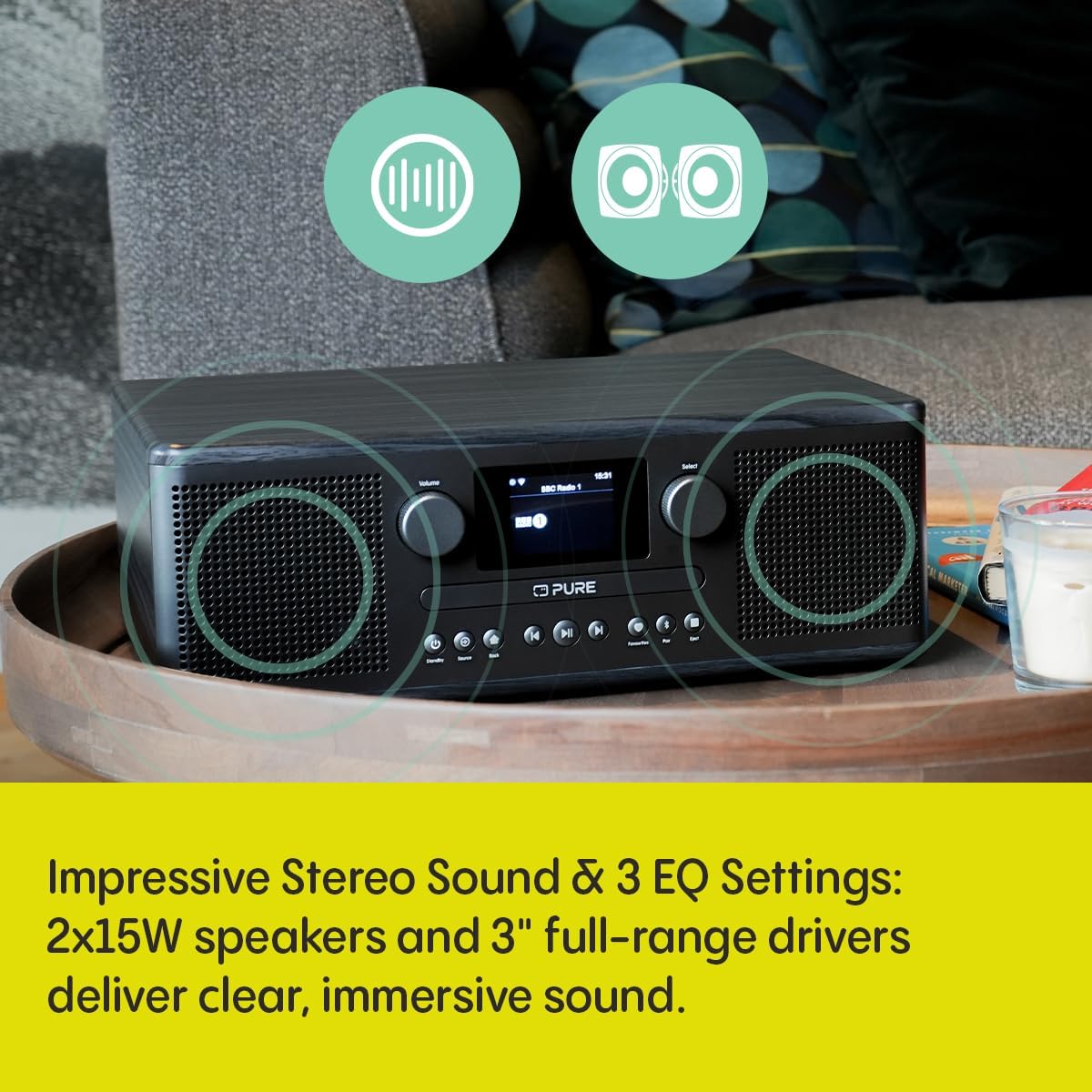 PURE Classic C-D6i DAB+/FM/Internet Radio with CD & Bluetooth - Black/Ash