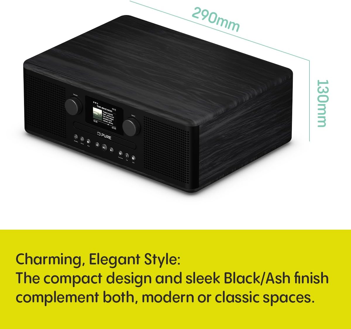 PURE Classic C-D6i DAB+/FM/Internet Radio with CD & Bluetooth - Black/Ash
