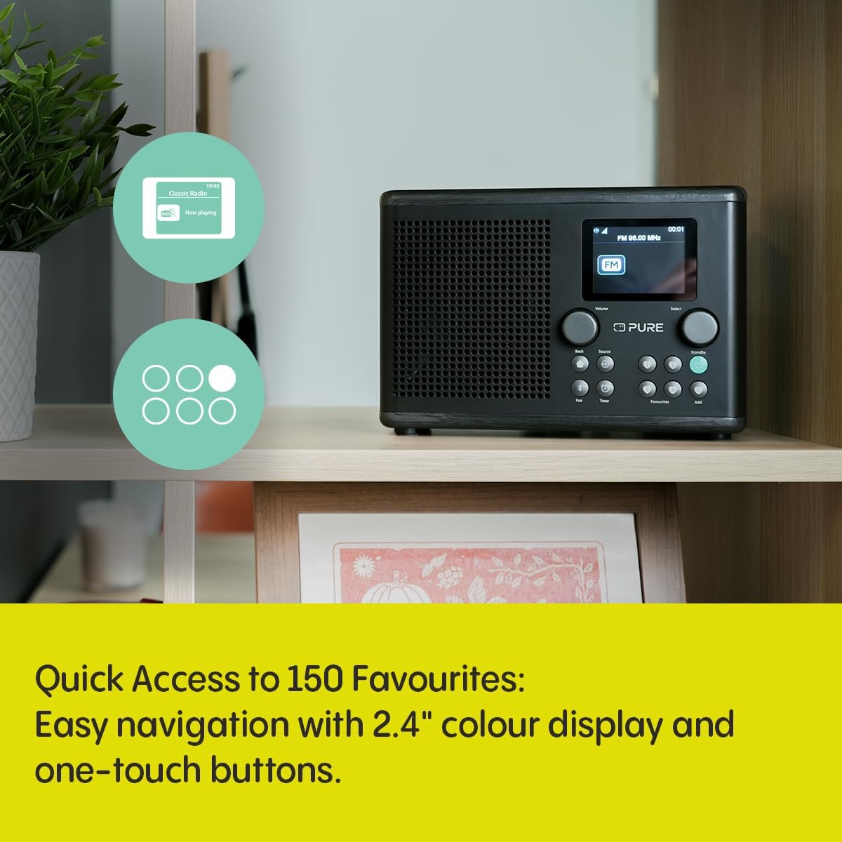 PURE Classic H4i DAB+/FM/Internet Radio with Bluetooth Black/Ash