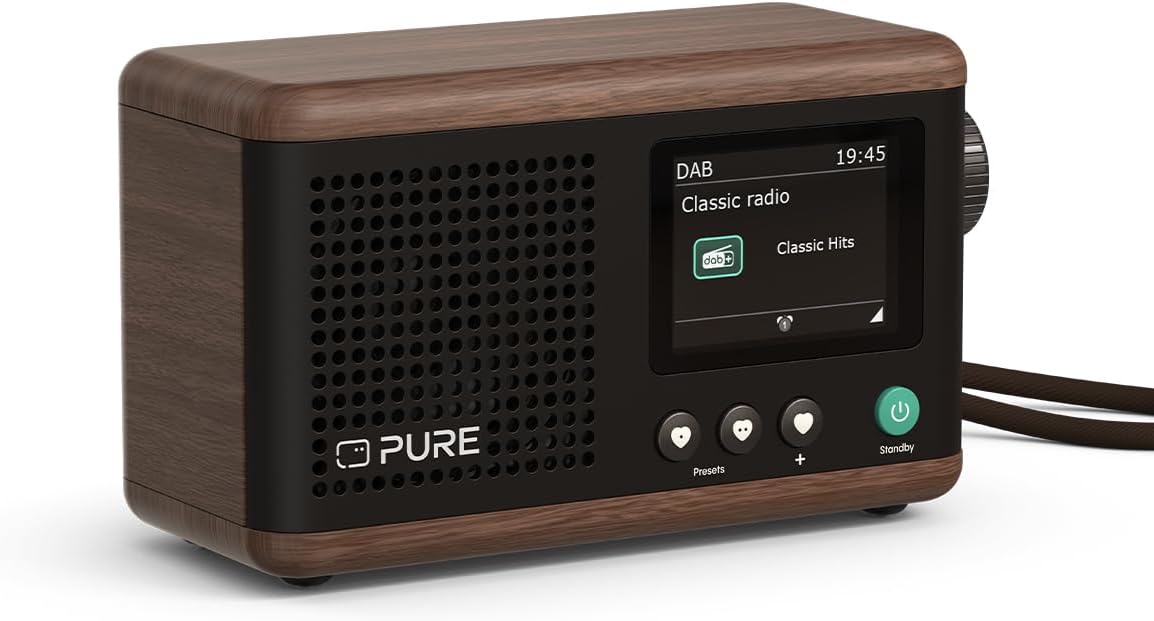 PURE Classic Mini Portable Digital Radio - Coffee Black/Walnut