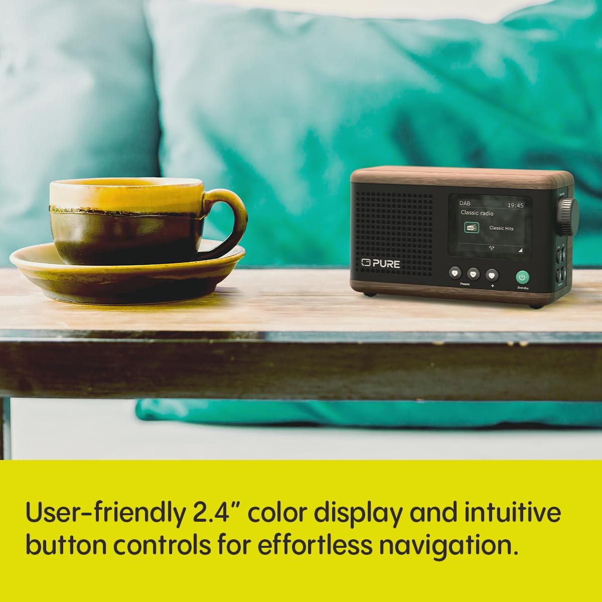 PURE Classic Mini Portable Digital Radio - Coffee Black/Walnut