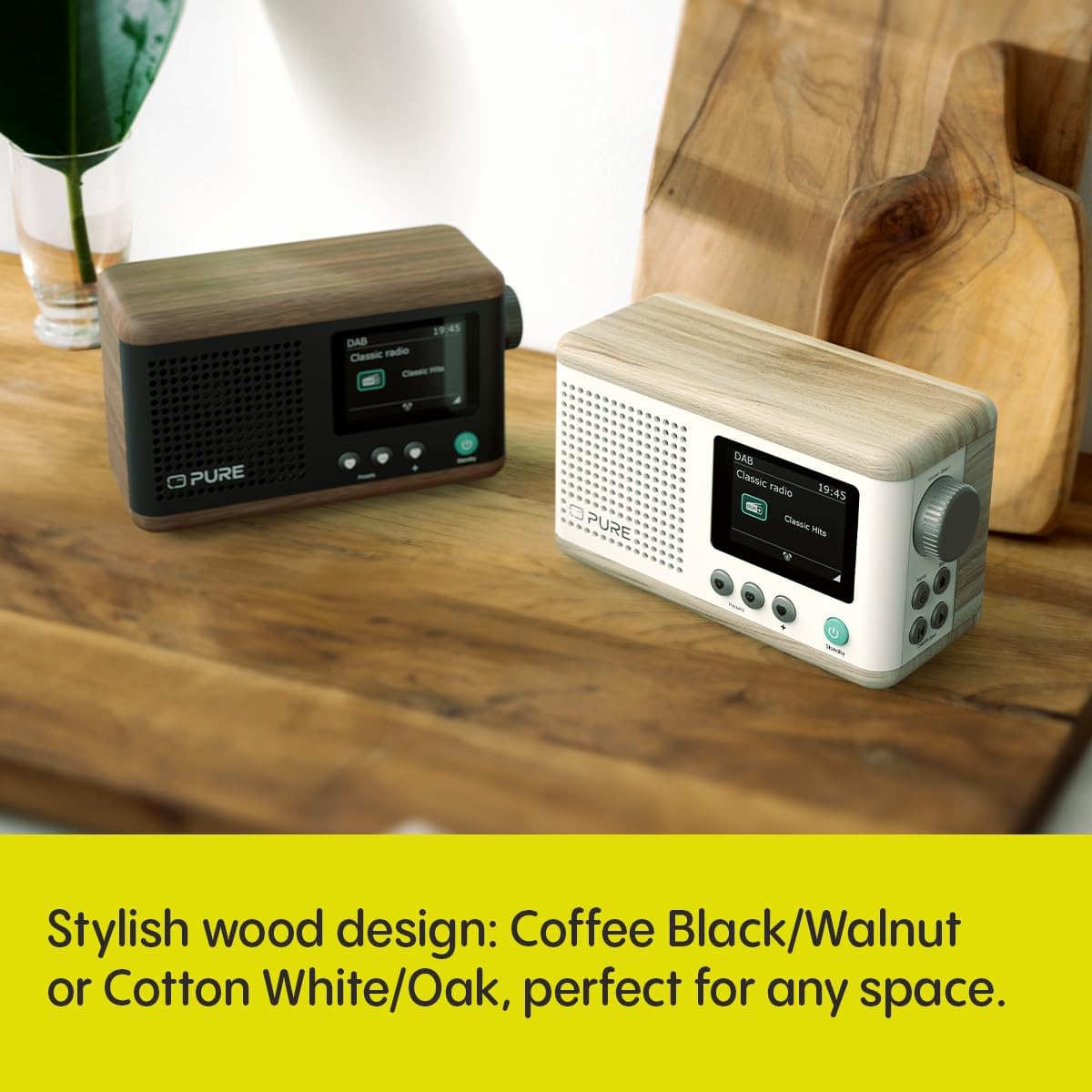 PURE Classic Mini Portable Digital Radio - Coffee Black/Walnut
