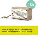 PURE Classic Mini Portable Digital Radio - Cotton White/Oak