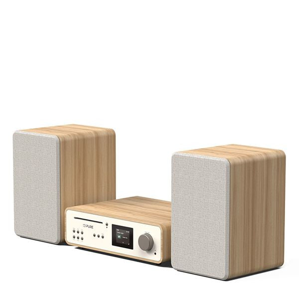 PURE Classic Stereo all in one System with Bluetooth & Internet Radio, CD and DAB+ in Cotton White/Oak
