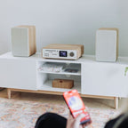 PURE Classic Stereo all in one System with Bluetooth & Internet Radio, CD and DAB+ in Cotton White/Oak