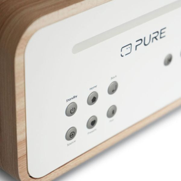 PURE Classic Stereo all in one System with Bluetooth & Internet Radio, CD and DAB+ in Cotton White/Oak