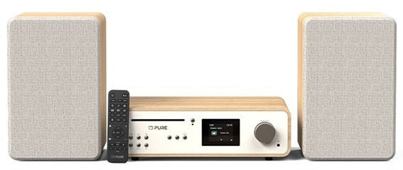 PURE Classic Stereo all in one System with Bluetooth & Internet Radio, CD and DAB+ in Cotton White/Oak