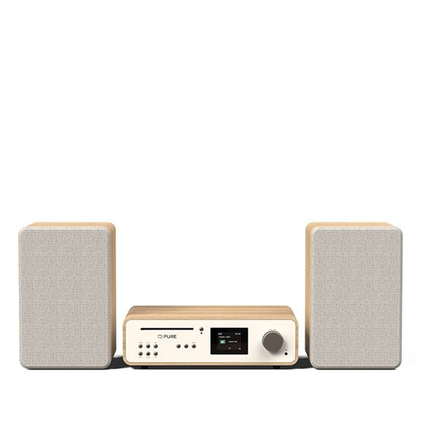 PURE Classic Stereo all in one System with Bluetooth & Internet Radio, CD and DAB+ in Cotton White/Oak