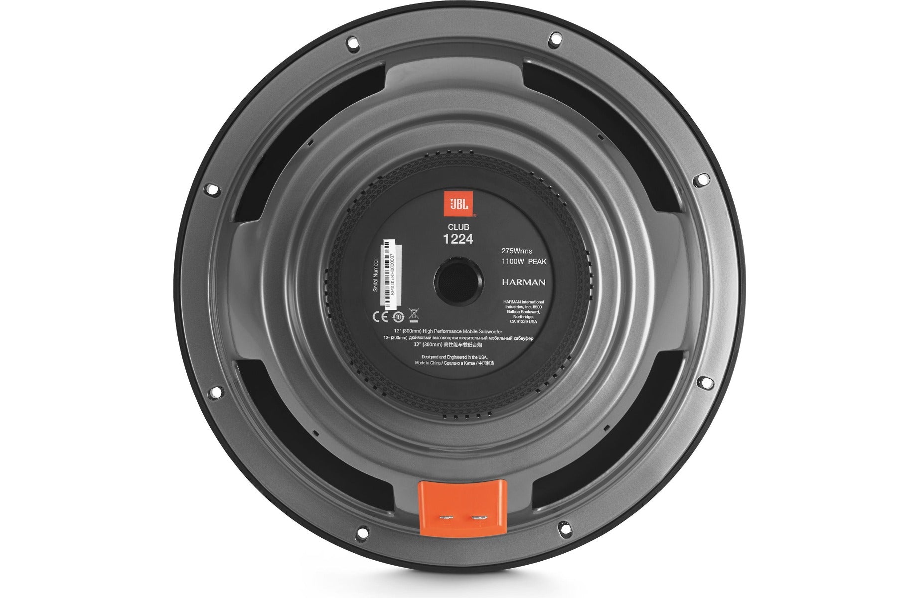 JBL Club 1224 12" Subwoofer 1100 Watts with Switable 2 or 4-ohm