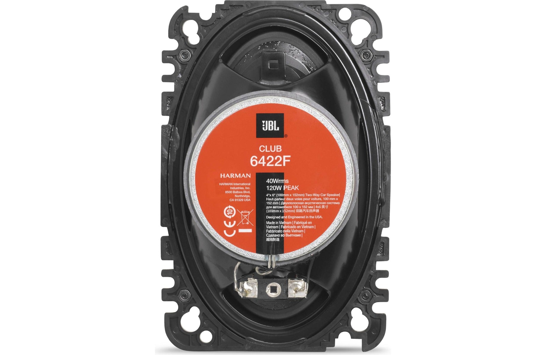 JBL CLUB 6422 4"x6" 2-Way Coaxial Car Speakers 120W Total Power