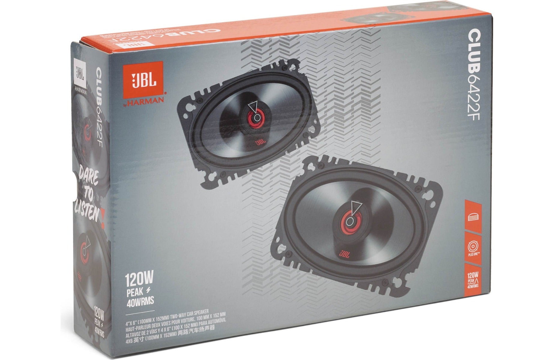 JBL CLUB 6422 4"x6" 2-Way Coaxial Car Speakers 120W Total Power