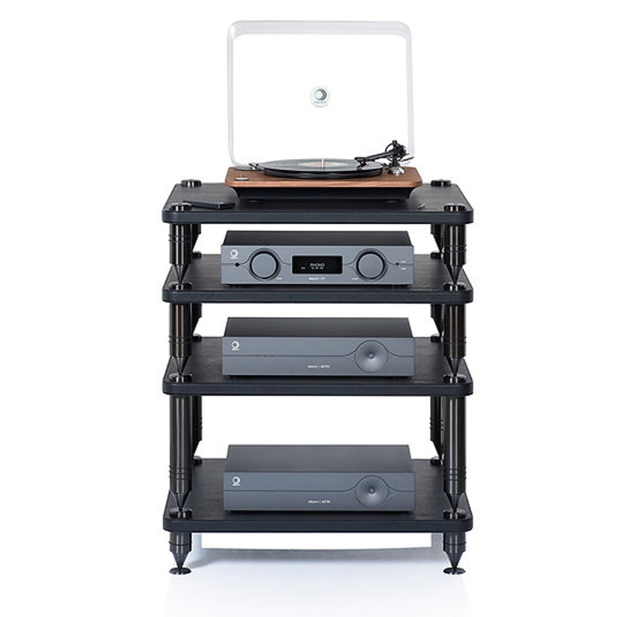 Norstone COMO Black Leather and Black Steel Premium HiFi Rack