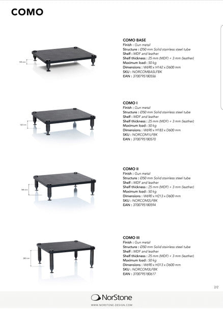 Norstone COMO Black Leather and Black Steel Premium HiFi Rack