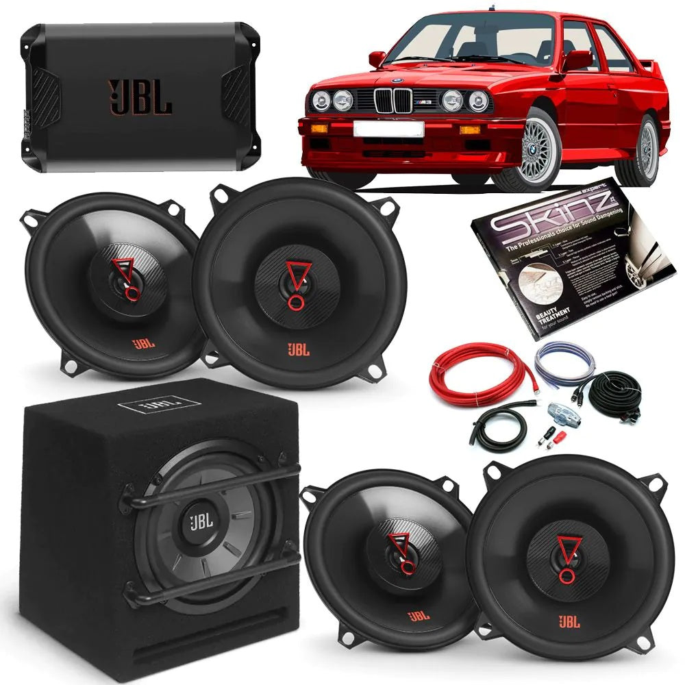 BMW 3 Series E30 JBL Front & Rear Speakers Amplifier With 8" Subwoofer Upgrade Package