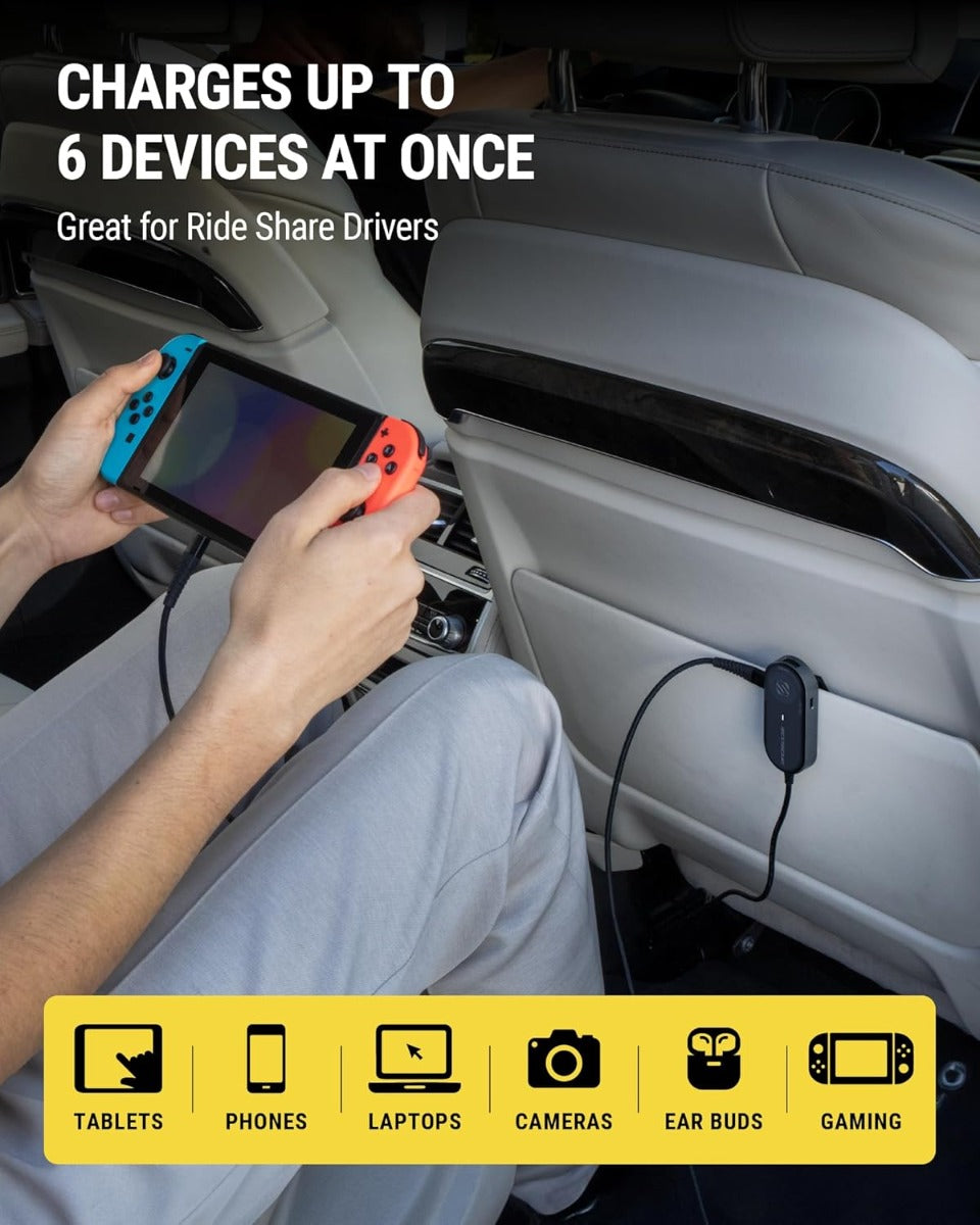 Scosche CPD100EX-SP Front & Back Seat USB-C & USB-A Charger