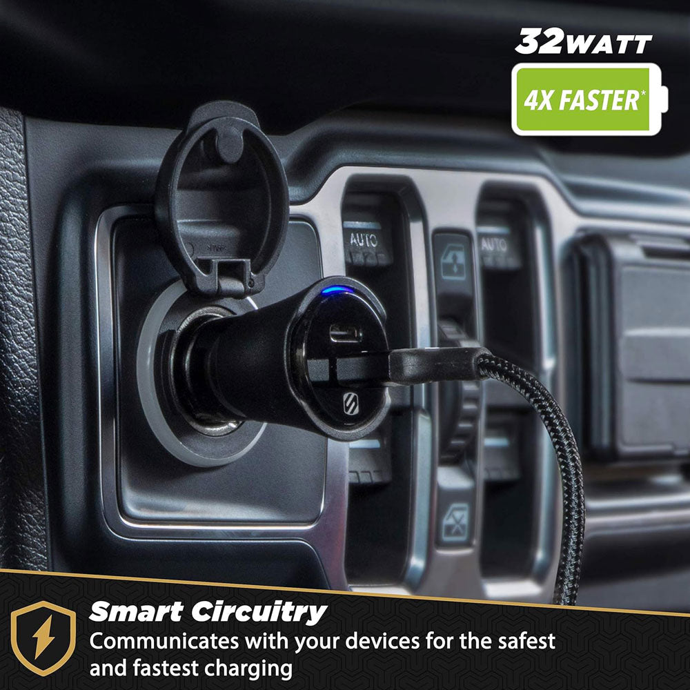 Scosche CPDCC32 PowerVolt USB Type-C 3.0 20W Fast Dual Car Charger