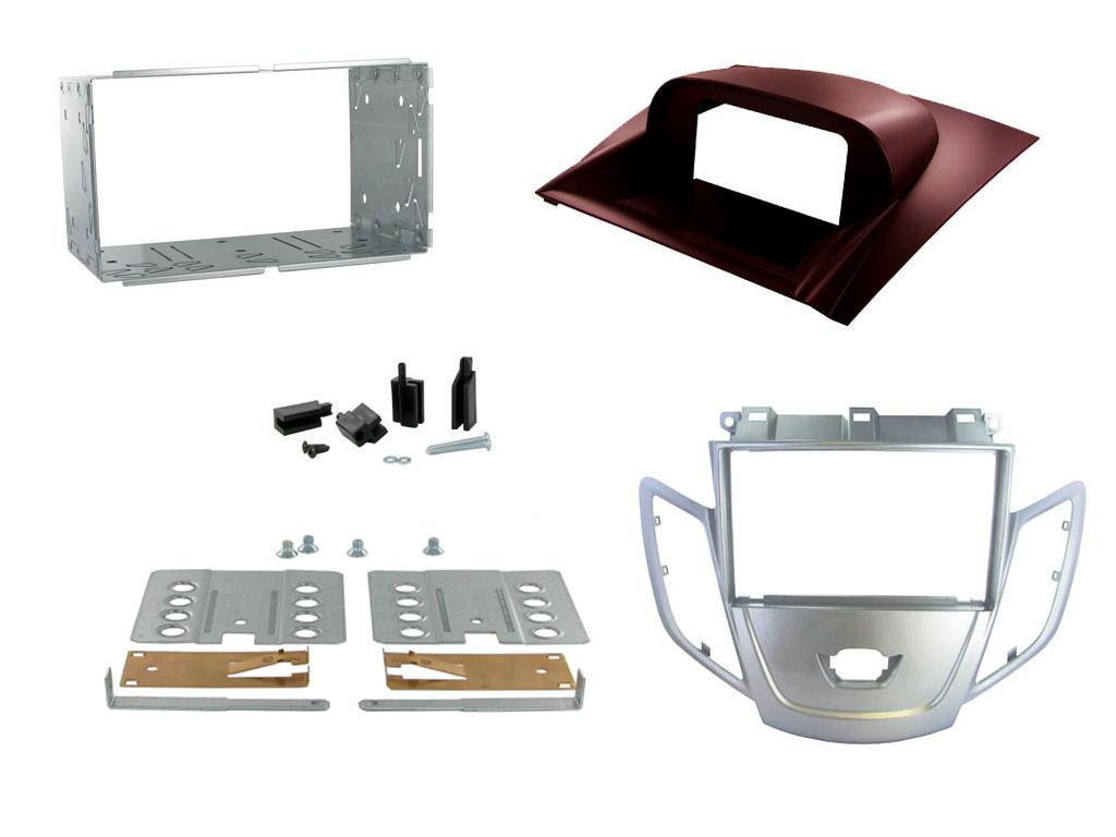 Ford Fiesta 2008 onwards Double Din Car Stereo Silver Fascia With Red Display Fascia Adaptor CT23FD21