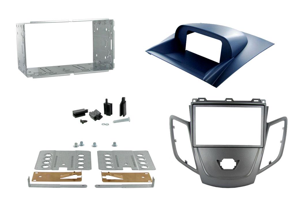 Ford Fiesta 2008-2017 Double Din Graphite Fascia With Blue Display Fascia Adaptor CT23FD23