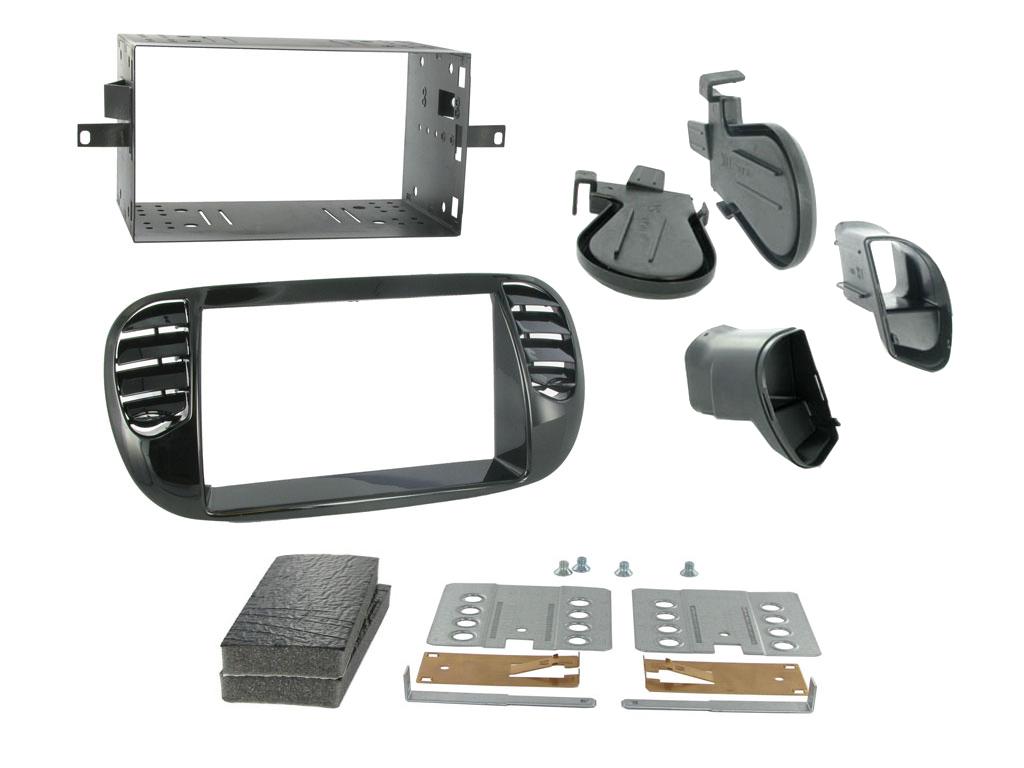 Fiat 500 2007-2015 Double Din Fascia Panel Gloss Black CT23FT13