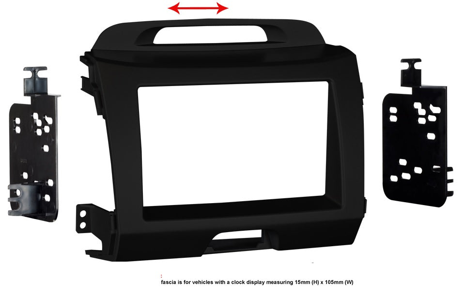 Kia Sportage 2011-2015 Double Din Stereo Black Fascia Fitting Kit Panel CT23KI34