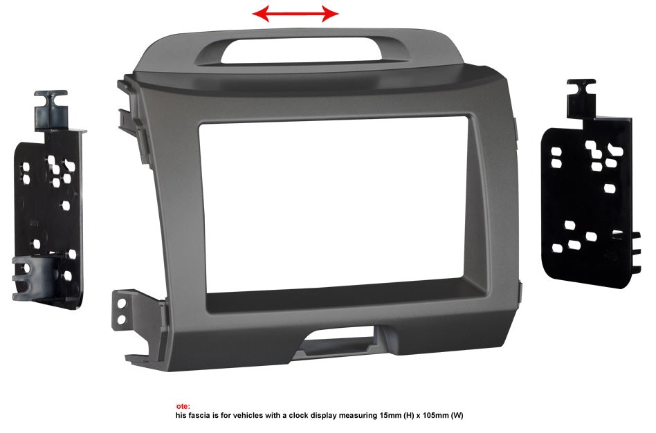 Kia Sportage 2011-2015 Double Din Stereo Grey Fascia Fitting Kit Panel CT23KI35