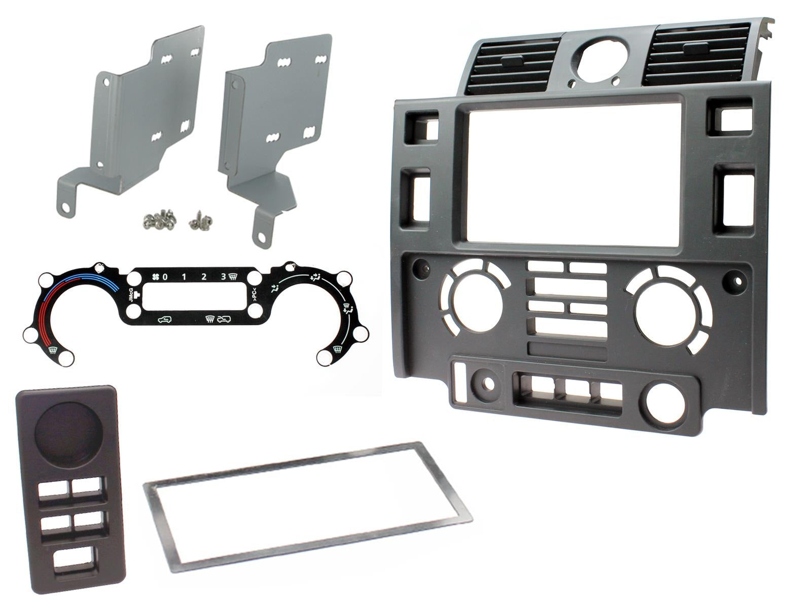 Land Rover Defender 2007-2016 Matt Black Double Din Stereo Fascia Adaptor CT23LR07