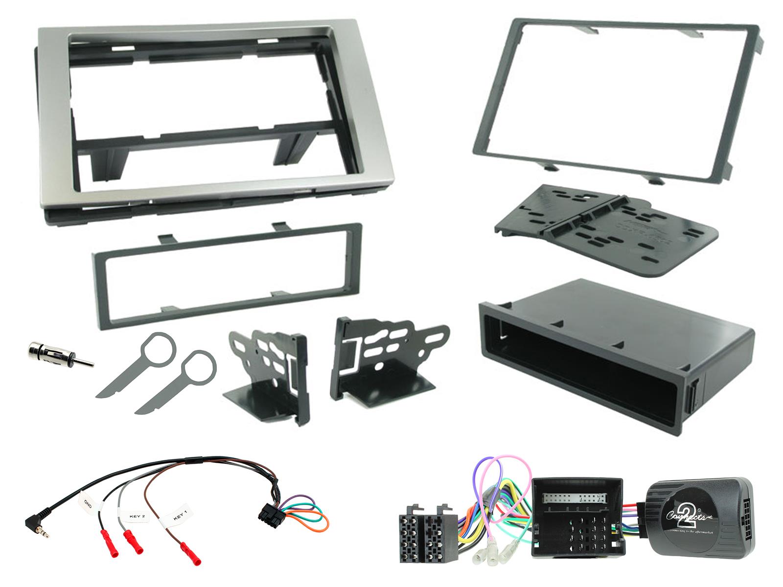 Ford C/S-Max, Fiesta, Fusion, Kuga, Transit 2003 onwards Silver Single / Double Din Installation Fitting Kit CTKFD22