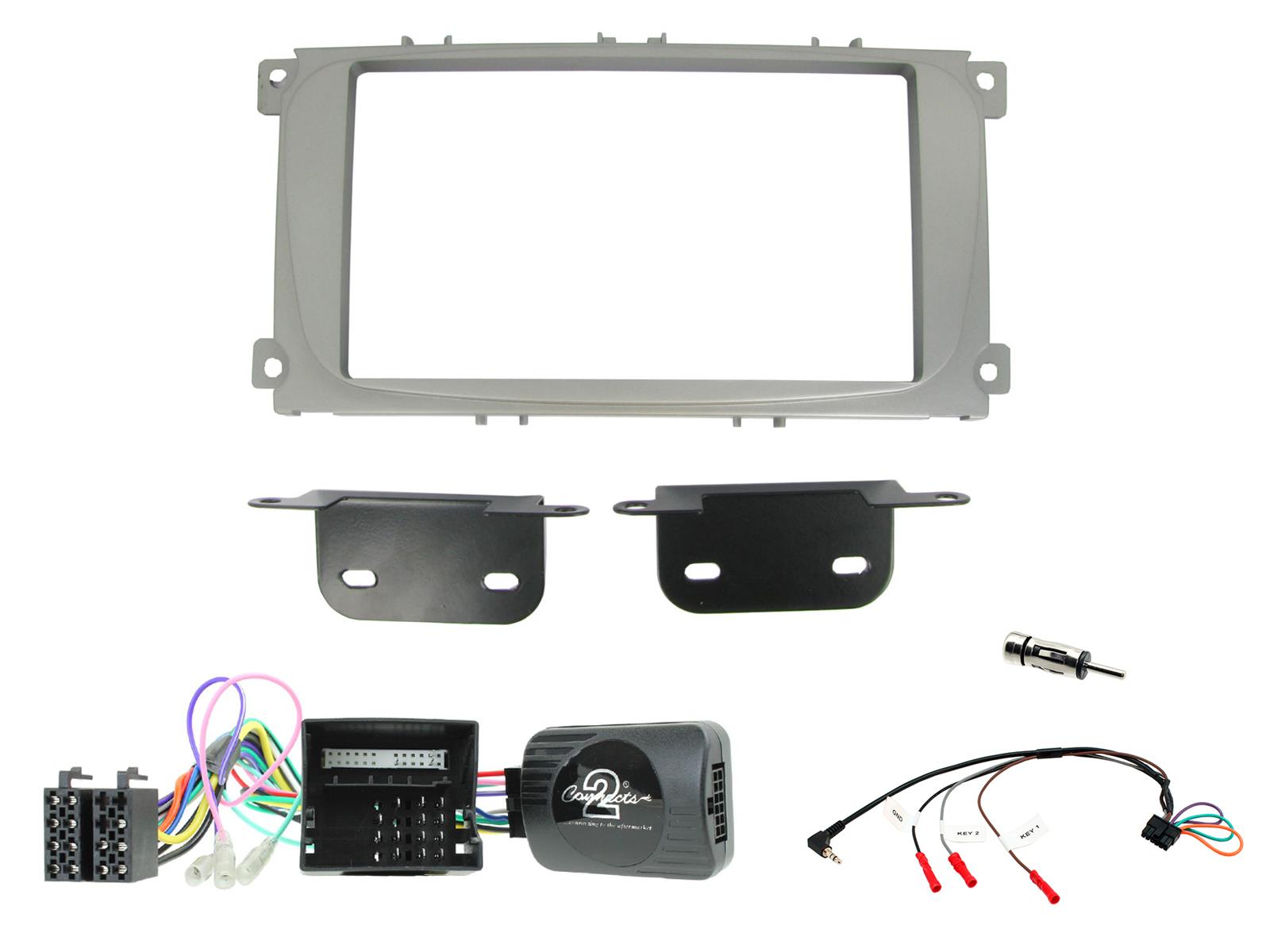 Ford Focus, Mondeo, S-Max 2006 onwards Silver Double Din Installation Fitting Kit CTKFD25