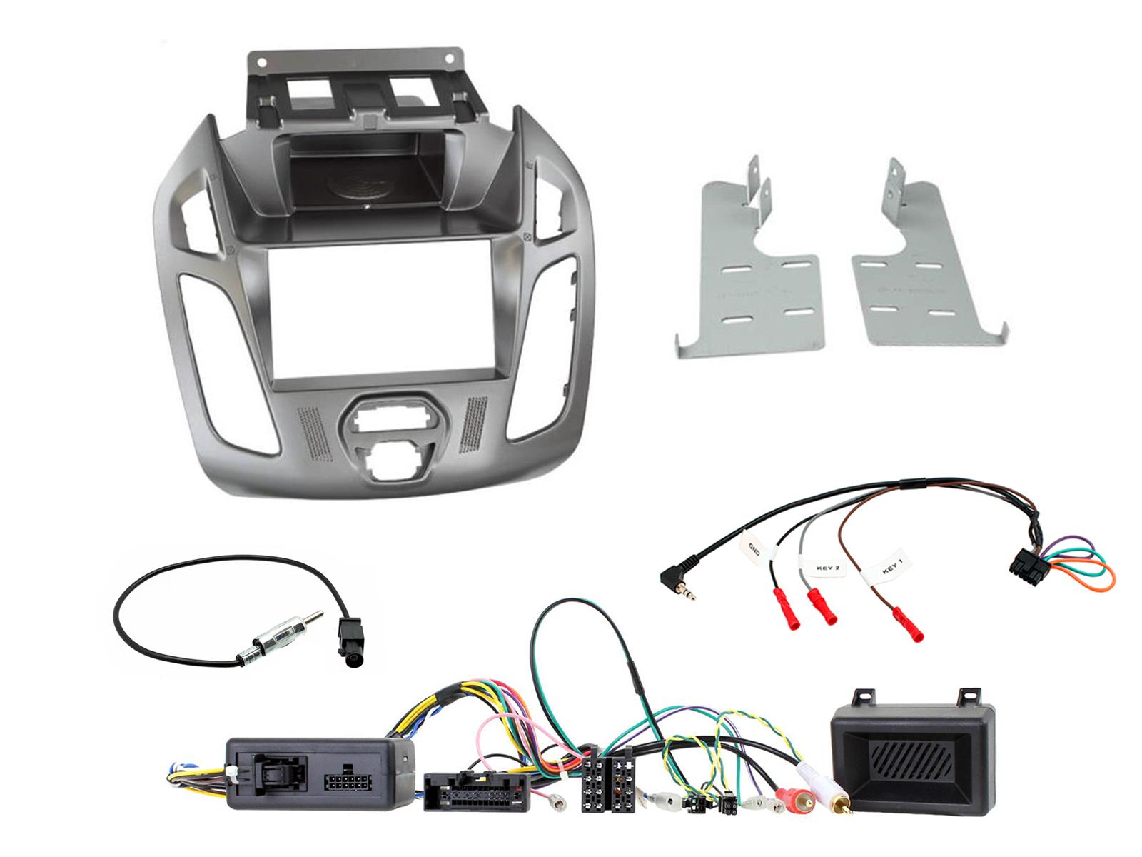 Ford Transit-Connect 2013 Double Din Car Stereo phoenix matt silver Fascia Fitting Kit CTKFD84