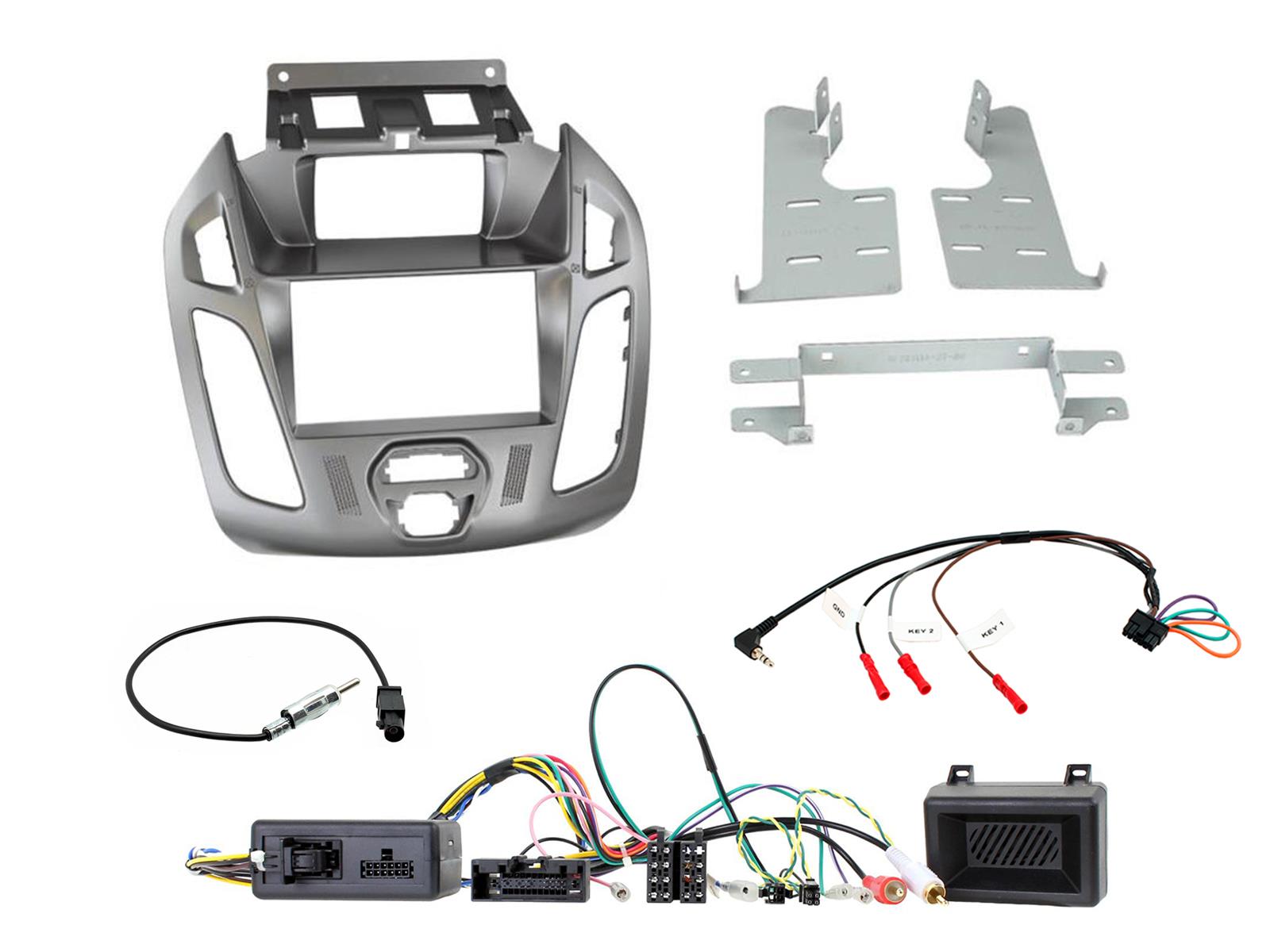 Ford Transit-Connect 2013 Double Din Car Stereo phoenix matt silver Fascia Fitting Kit CTKFD86