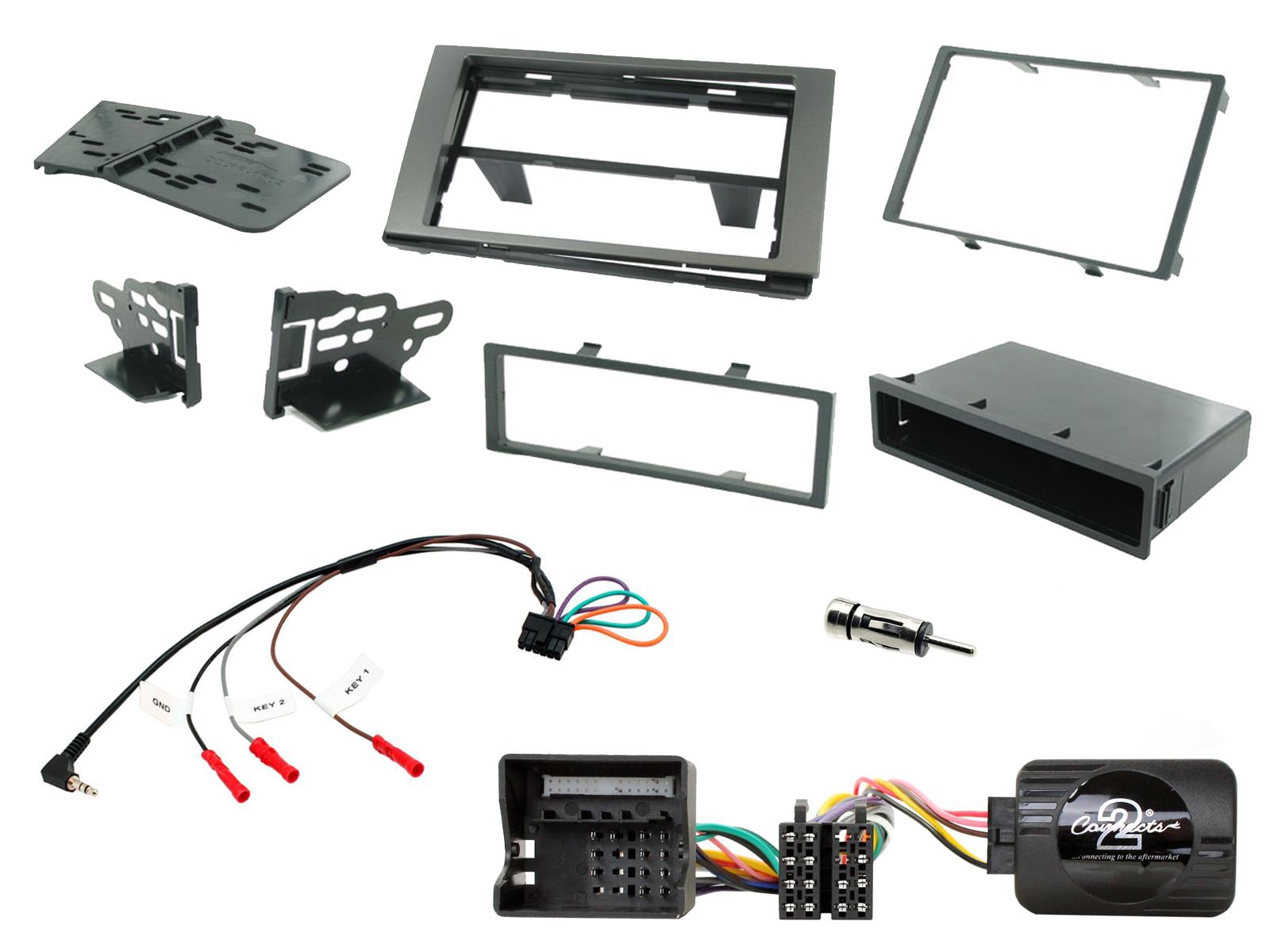 Ford C,S-Max, Fiesta, Fusion, Galaxy, Kuga, Transit, Transit-Connect Double Din Car Stereo Charcoal Grey Fascia Fitting Kit CTKFD89