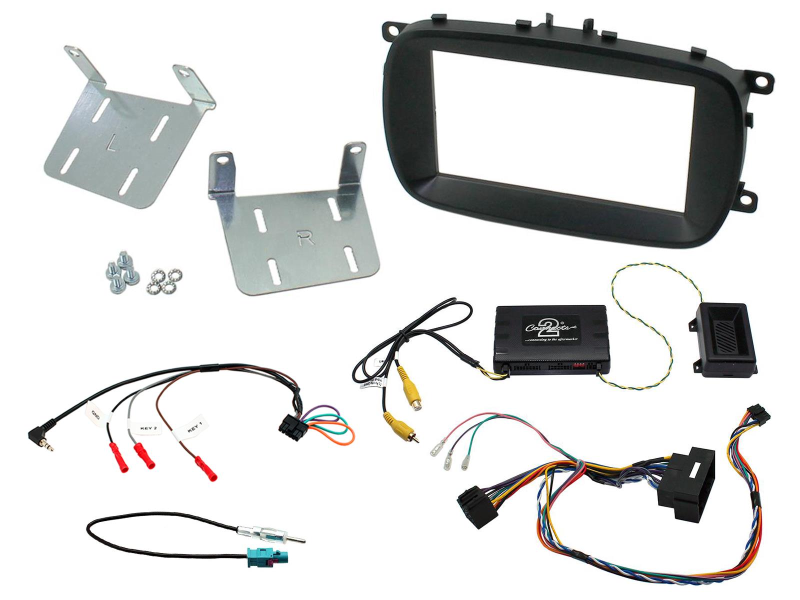 Fiat 500X 2015-2021 Black Double Din Car Stereo Fitting Kit CTKFT13