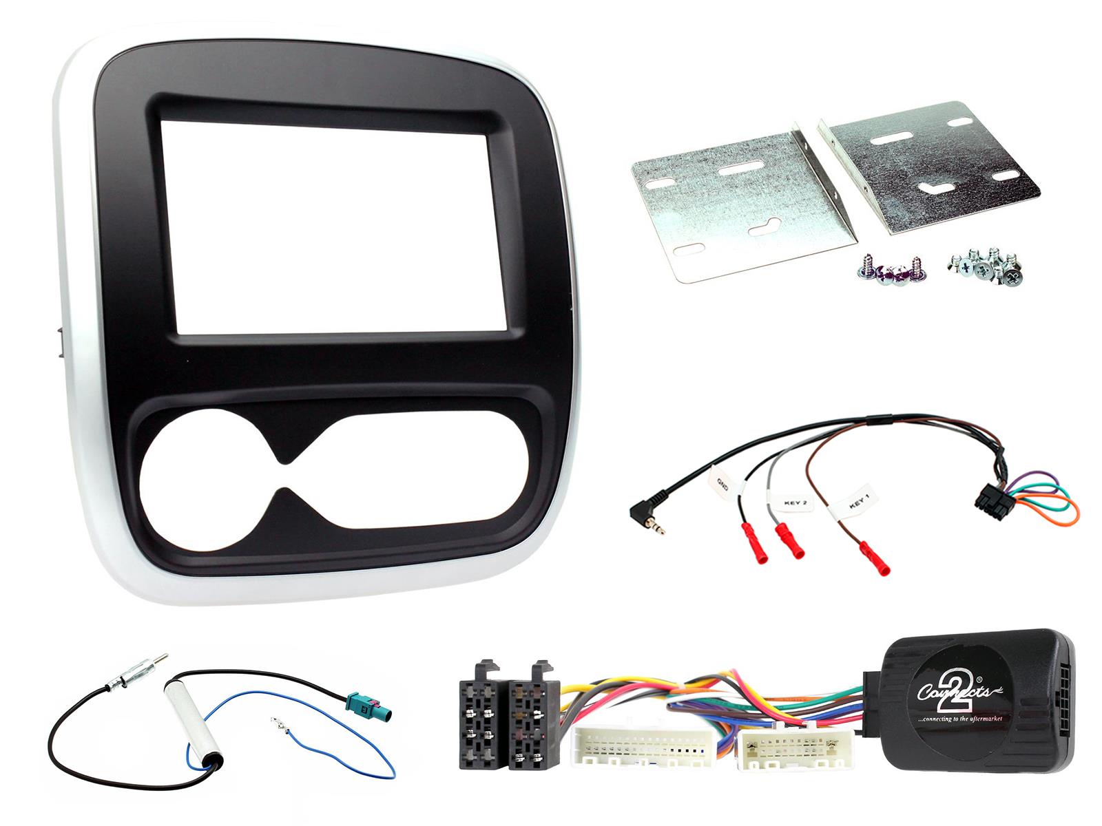 Fiat Talento 2017 onwards Double Din matt black/silver Fascia Fitting Kit  CTKFT24
