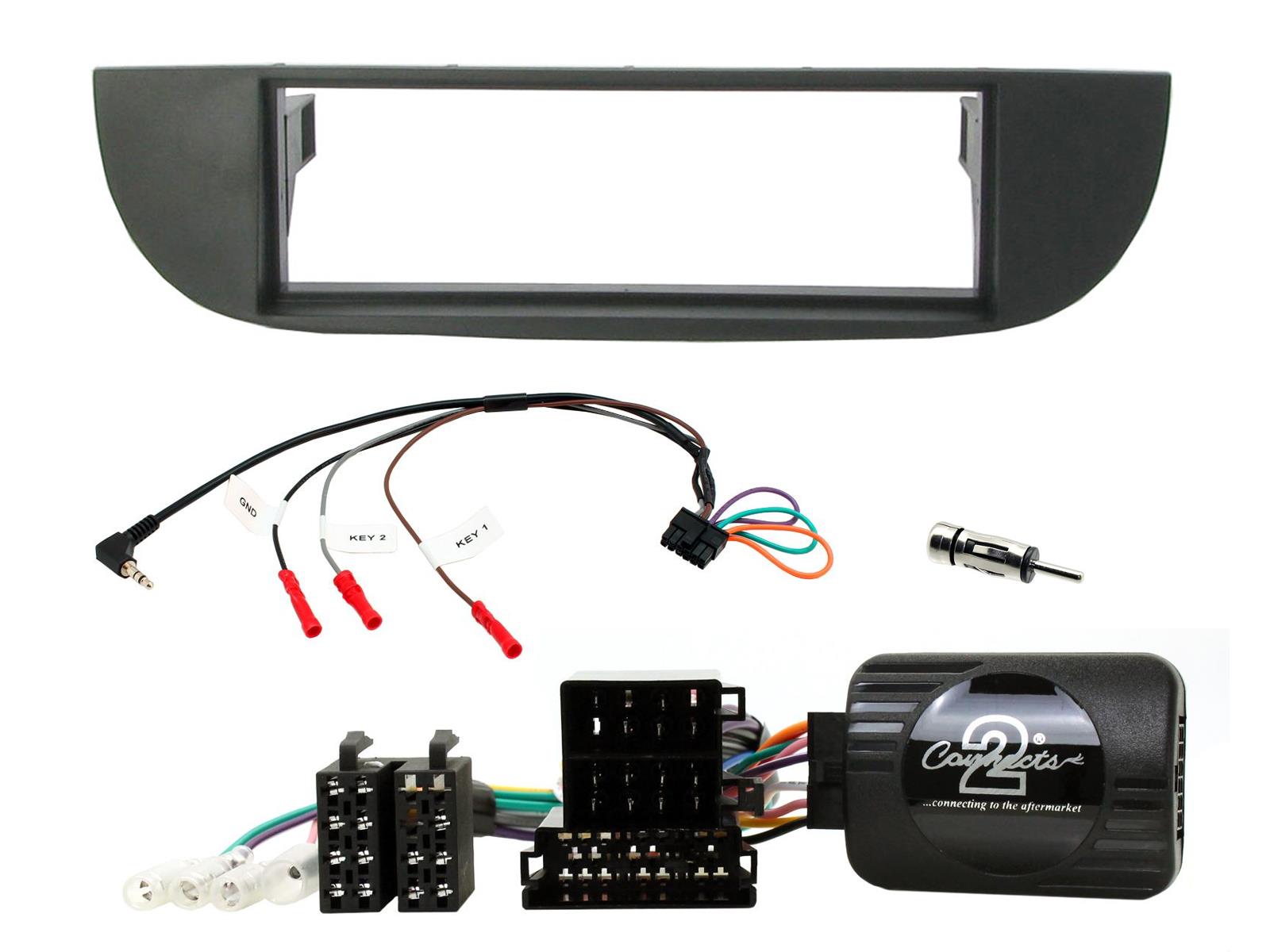Fiat 500 Type 312 2007-2015 Single Din Car Stereo Fascia Fitting Kit (Black) CTKFT25